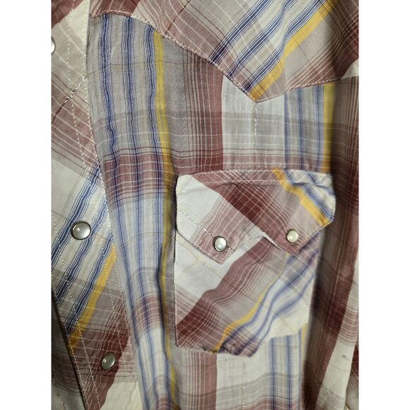 Rustler By Wrangler Vintage Pearl Snap SS Top With Silver Thread - Picture 3 of 8